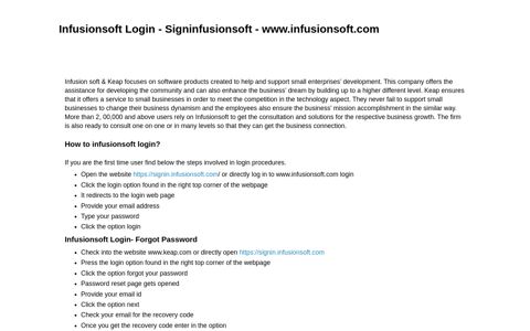 Infusionsoft Login - Signinfusionsoft - www.infusionsoft.com