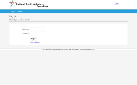 Agency Portal - Log in