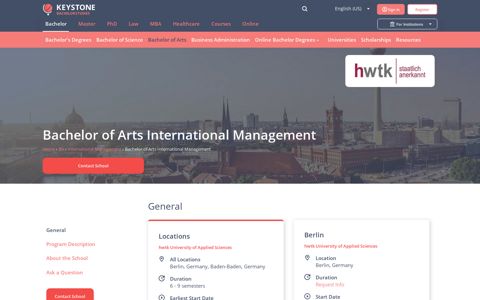 Bachelor of Arts International Management, Berlin, Germany ...