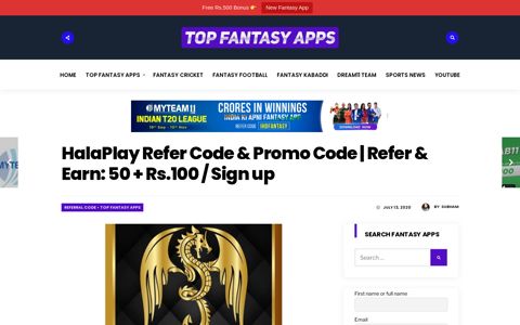 HalaPlay Fantasy Cricket, Referral Code, App Link & Earn ...