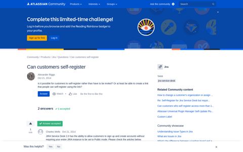 Solved: Can customers self-register - Atlassian Community