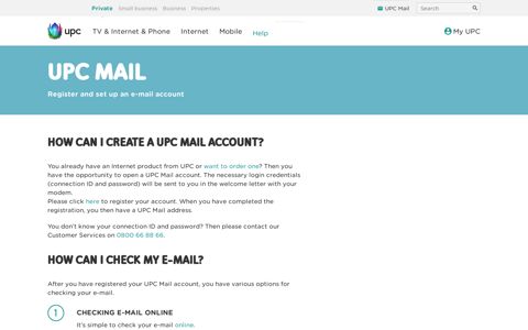 UPC Mail registration & setting up | Support | UPC