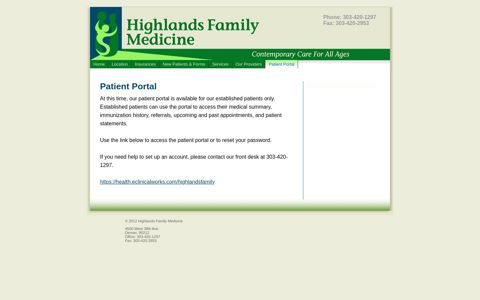 Patient Portal - Highlands Family Medicine - Denver, Colorado