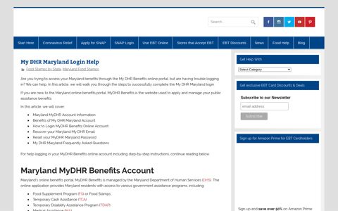 My DHR Maryland Login Help - Food Stamps Now
