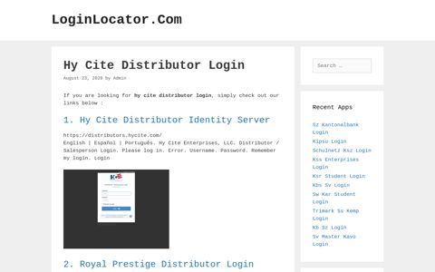 Hy Cite Distributor Login - LoginLocator.Com