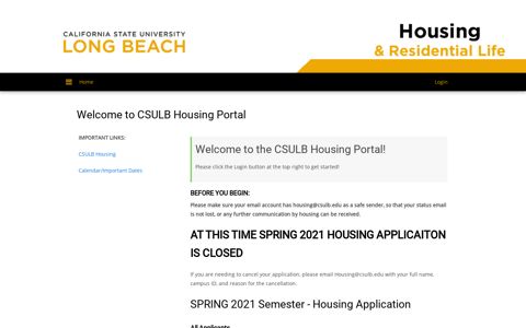 Welcome to CSULB Housing Portal