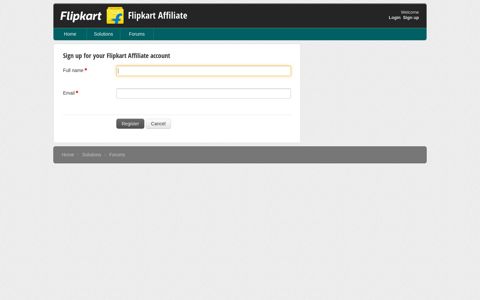 Signup for a new account : Flipkart Affiliate