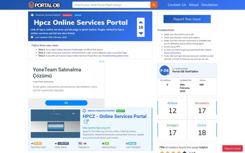 Hpcz Online Services Portal - Portal-DB.live