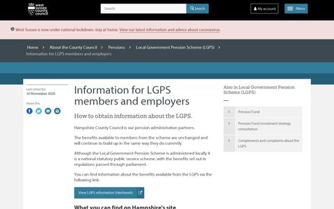 Information for LGPS members and employers - West Sussex ...