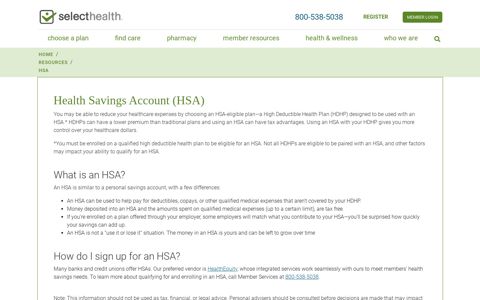 HSA: Health Savings Account | SelectHealth