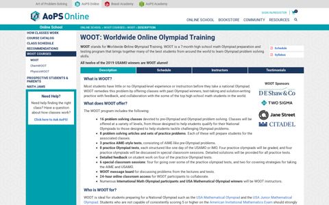 WOOT (Worldwide Online Olympiad Training) - Art of Problem ...