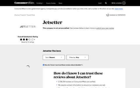 Top 12 Jetsetter Reviews - ConsumerAffairs.com