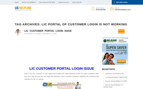 Tag Archives: LIC portal of customer login is not working