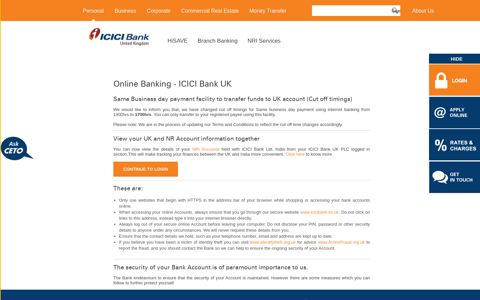 Online Banking - ICICI Bank UK
