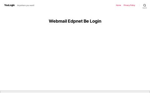 ▷ Webmail Edpnet Be Login - YouLogin - Youlogin.net