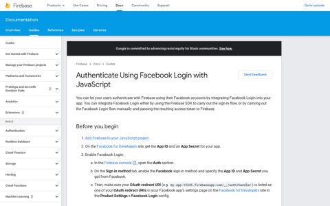 Authenticate Using Facebook Login with JavaScript | Firebase