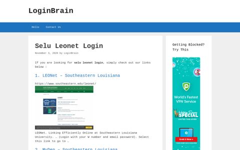 selu leonet login - LoginBrain