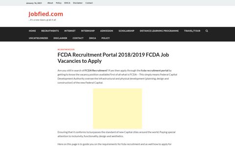 FCDA Recruitment Portal 2018/2019 FCDA Job Vacancies to ...