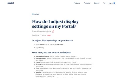 How do I adjust display settings on my Portal? - Facebook Portal