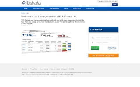 'i-Manage' section of ECL Finance Ltd. - Edelweiss