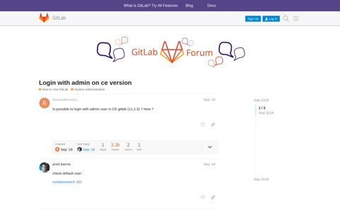 Login with admin on ce version - GitLab Forum