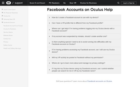 Facebook Accounts on Oculus Help - Oculus Support