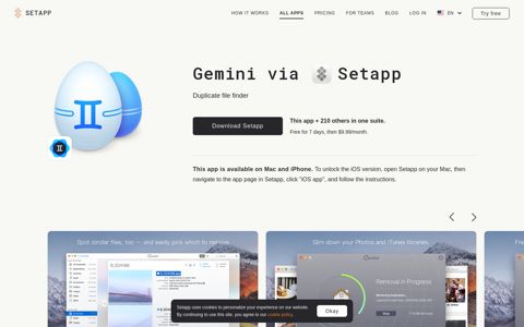 Gemini on Setapp | Duplicate file finder