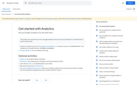 Get started with Analytics - Analytics Help - Google Support