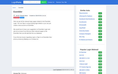 Login Esembler or Register New Account - LoginPorts