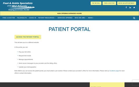 Patient Portal | Foot and Ankle Specialists of the Mid-Atlantic
