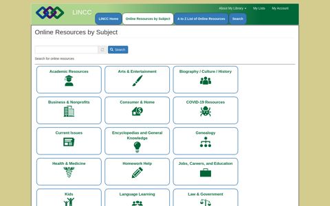 LINCC: Online Resources by Subject