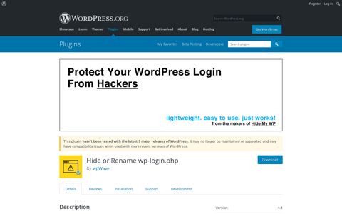 Hide or Rename wp-login.php – WordPress plugin ...