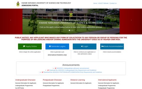 KNUST Admissions - knust apps portal