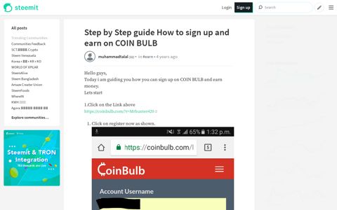 Step by Step guide How to sign up and earn on COIN BULB ...