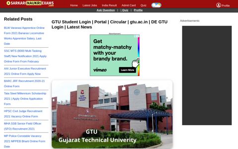 GTU Student Login | Portal | Circular | gtu.ac.in | DE GTU ...