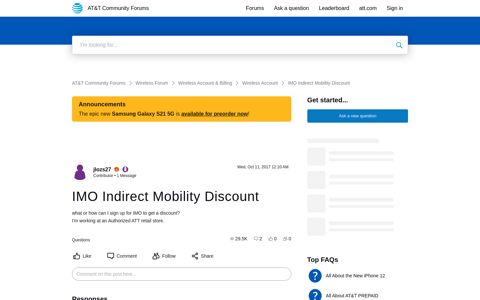 IMO Indirect Mobility Discount | AT&T Community Forums