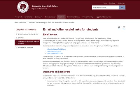 Email and other useful links for students