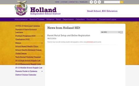 Parent Portal Setup and Online Registration - Holland ...