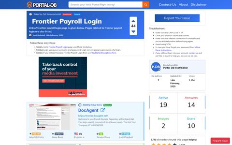 Frontier Payroll Login - Portal-DB.live