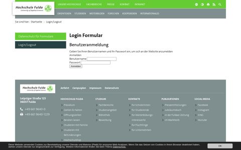 Login/Logout – Hochschule Fulda