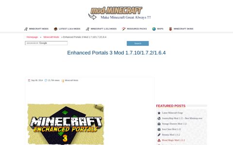 Enhanced Portals 3 Mod 1.7.10/1.7.2/1.6.4 | Mods for Minecraft