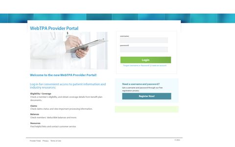 Welcome to the new WebTPA Provider Portal!