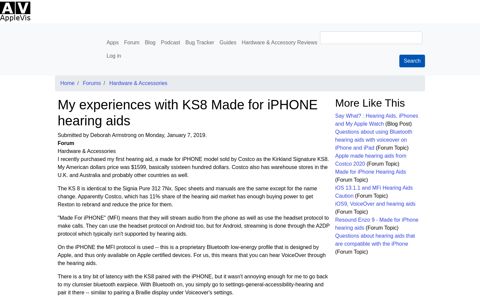 My experiences with KS8 Made for iPHONE hearing aids ...