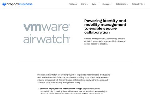 VMware AirWatch Integration - Dropbox