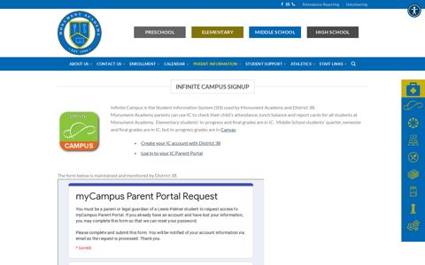 Infinite Campus Signup – Monument Academy