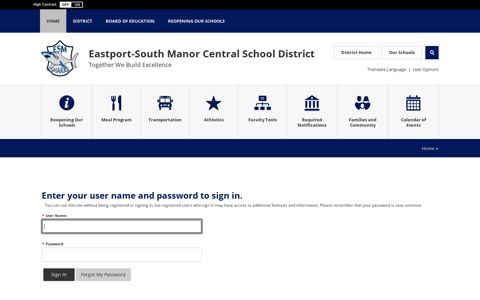 Sign In - Eastport-South Manor Central School District
