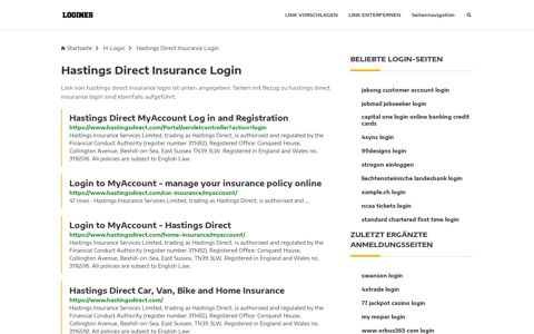 Hastings Direct Insurance Login | Allgemeine Informationen zur ...