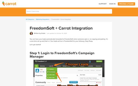 FreedomSoft + Carrot Integration - Carrot Help Center