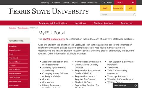 MyFSU Portal - Ferris State University