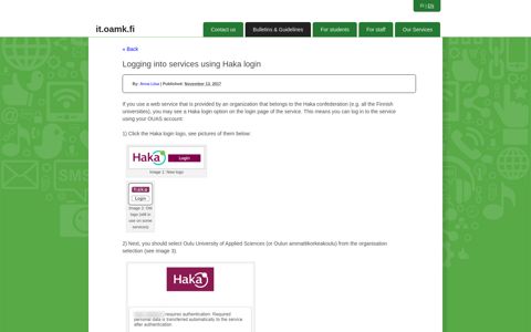 Logging into services using Haka login